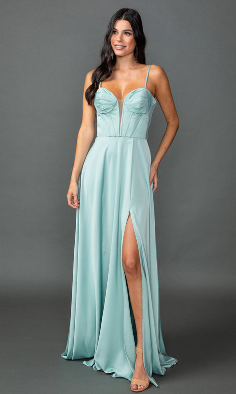 Dancing Queen 4544 - Satin Sweetheart Neckline Long Dress