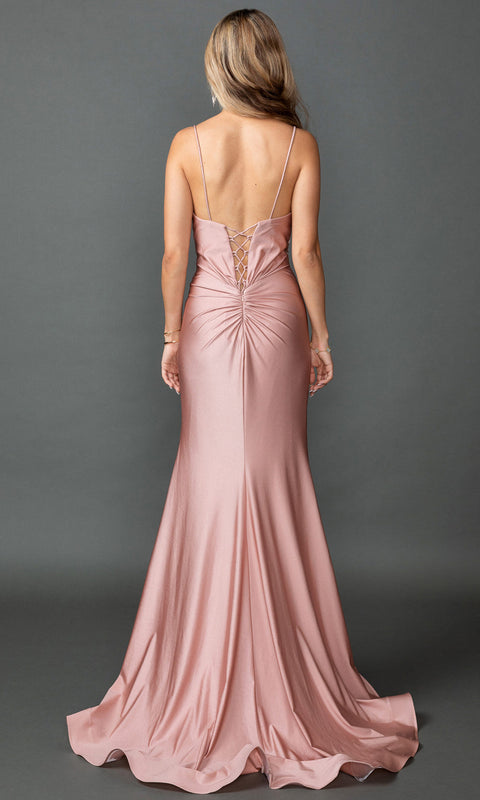 Dancing Queen 4553 - Beaded Plunge V-Neck Mermaid Prom Dress