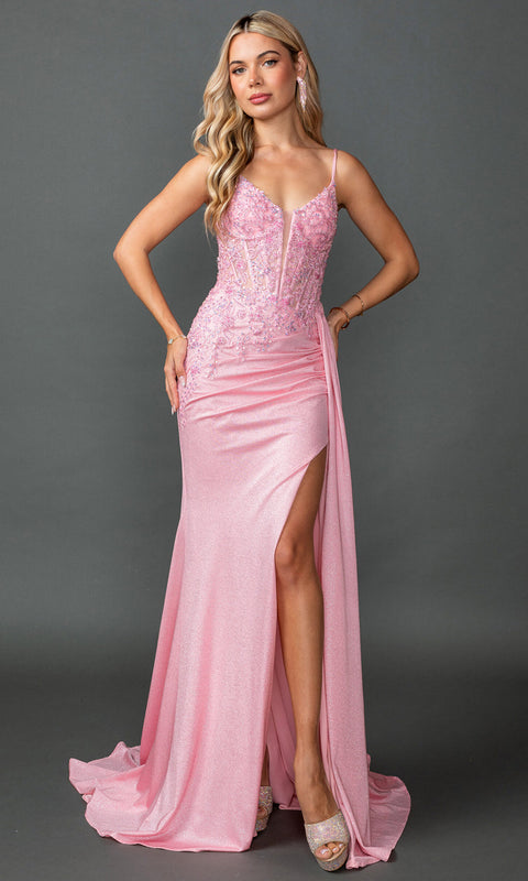 Dancing Queen 4556 - Lace Applique Corset Prom Gown