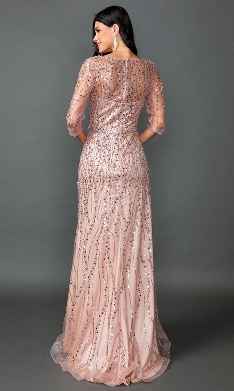 Dancing Queen 4588 Illusion Sleeve Shimmer Prom & Evening Gown