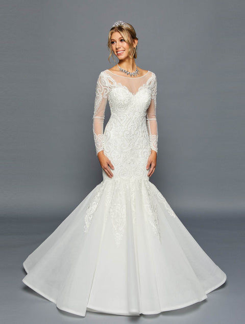 Modest Wedding Dress in White | Long Sleeve Mermaid Bridal Gown by 459