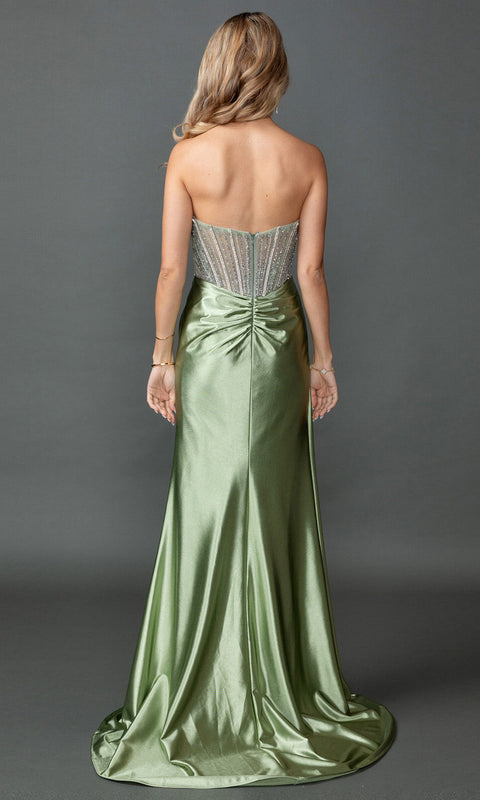 Dancing Queen 4593 Beaded Illusion Corset Sheath Prom & Evening Gown