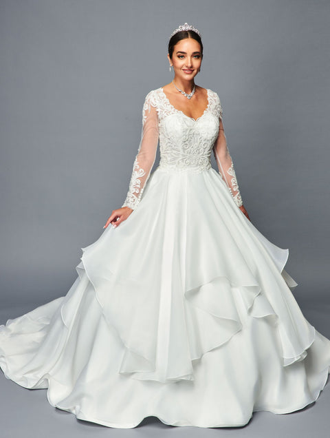DeKlaire 466 A-Line Ball Gown Wedding Dress with Chapel Train