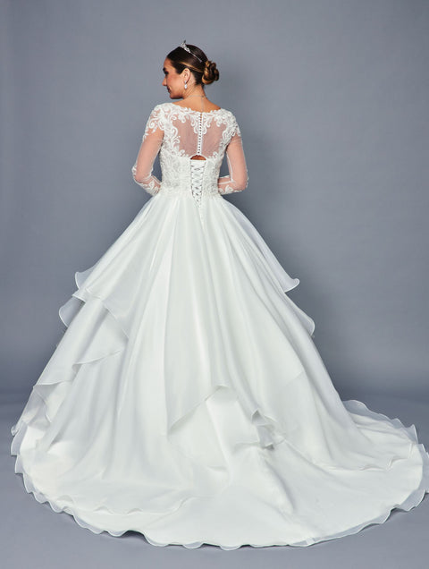 DeKlaire 466 A-Line Ball Gown Wedding Dress with Chapel Train