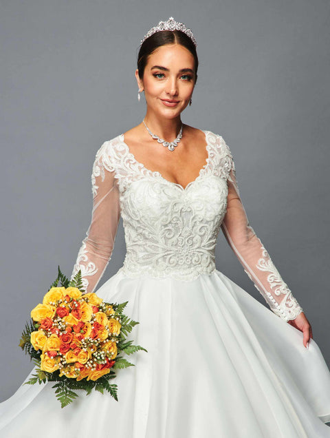DeKlaire 466 A-Line Ball Gown Wedding Dress with Chapel Train