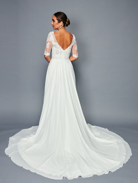 DeKlaire 468 A-Line Wedding Dress with Mid-Length Sleeves