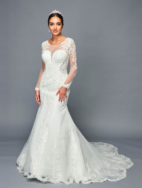 DeKlaire 470 Mermaid Wedding Gown with Long Sleeves