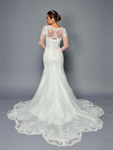 DeKlaire 470 Mermaid Wedding Gown with Long Sleeves