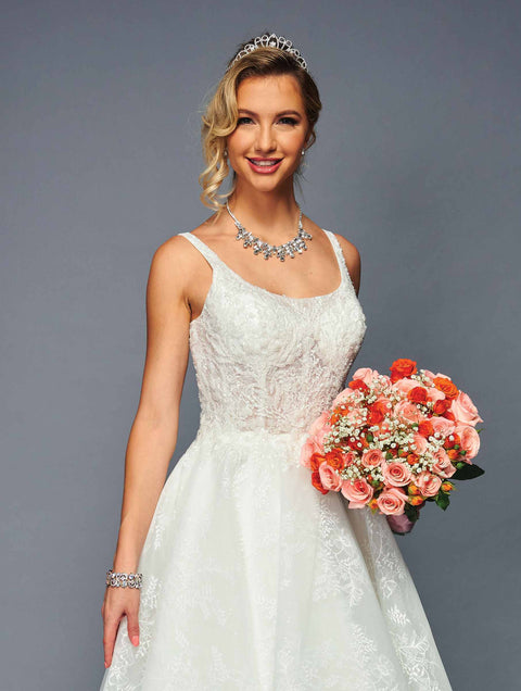 DeKlaire 473 High-Low A-Line Wedding Dress – Sleeveless Bridal Gown