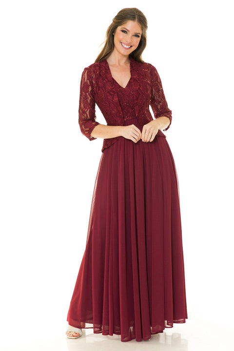 Long Formal Glitter Lace Mother of the Bride Dress Lenovia 5237