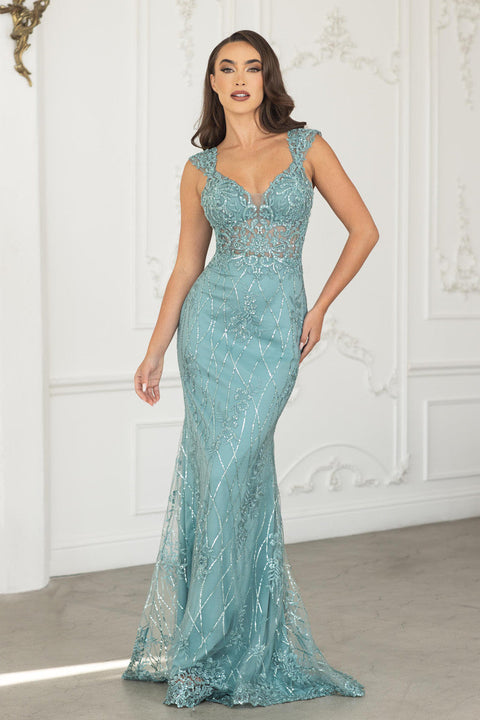 Mermaid Sequin Long Formal Dress Lenovia 8350