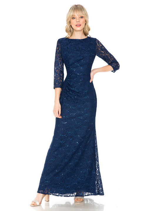 Long Sequin Formal Lace Mother of the Bride Dress Lenovia 5239