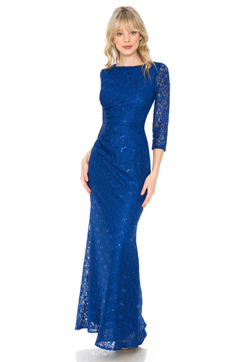 Long Sequin Formal Lace Mother of the Bride Dress Lenovia 5239