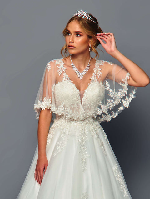 DeKlaire 488 A-Line Wedding Dress with Shawl Covering