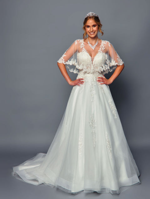 DeKlaire 488 A-Line Wedding Dress with Shawl Covering