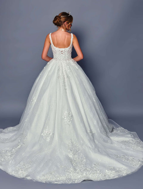 DeKlaire 489 V-Neck A-Line Ball Gown Wedding Dress