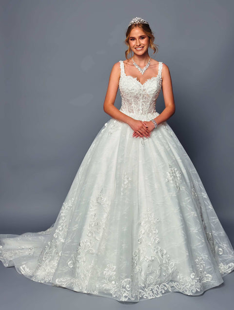 DeKlaire 489 V-Neck A-Line Ball Gown Wedding Dress