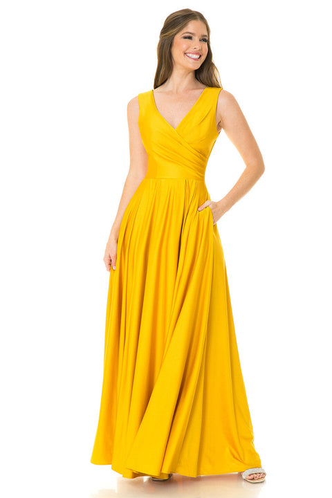 Formal Pleated Long Evening Prom Dress Lenovia 5242