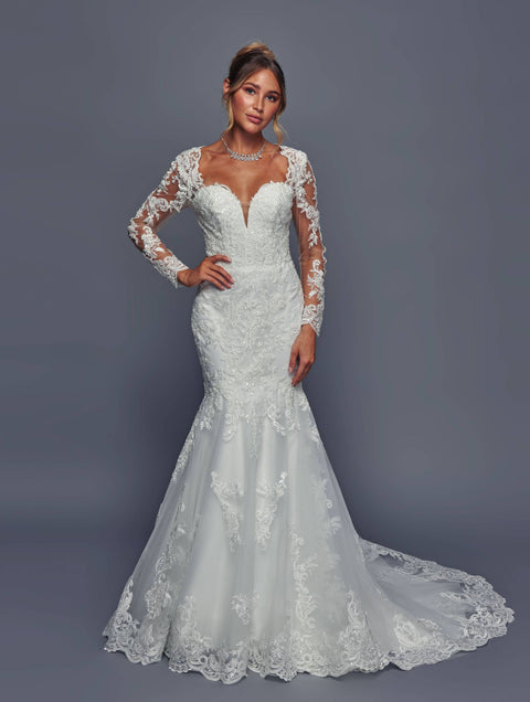 DeKlaire 491 Trumpet Wedding Dress with Queen Anne Neckline