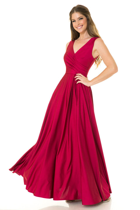 Long Pleated Formal Evening Prom Dress Lenovia 5242