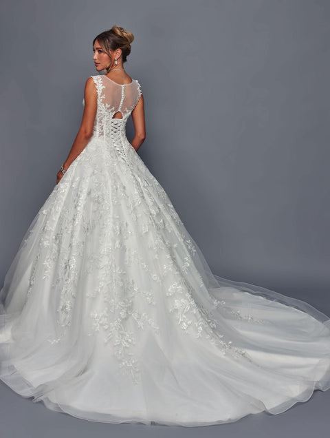 Deklaire 497 A-Line Ballgown Wedding Dress with Chapel Train