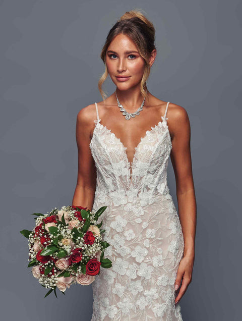 Deklaire 498 Fitted Trumpet Wedding Gown with Court Train