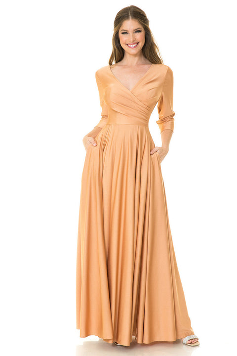 Formal Long Mother of the Bride Pleated Dress Lenovia 5243