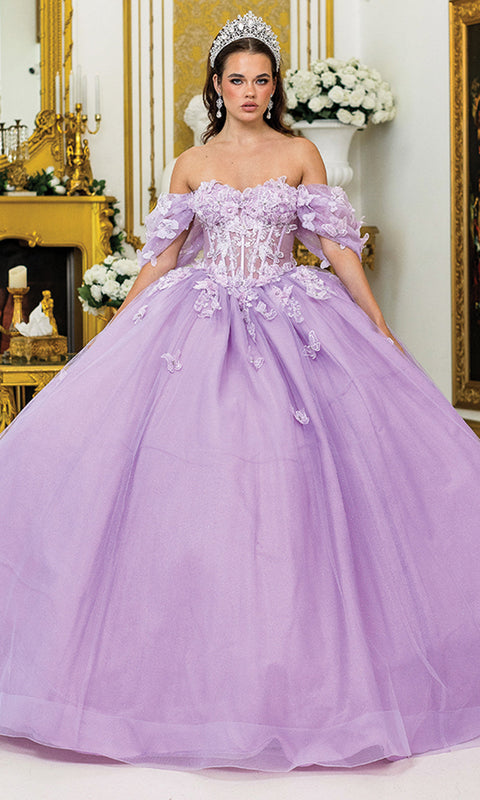 Dancing Queen 5008 - Off Shoulder Butterfly Applique Ballgown