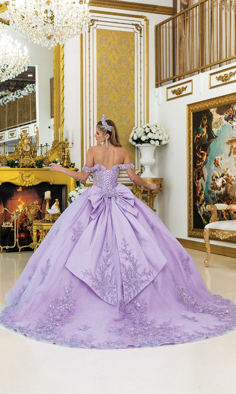 Dancing Queen 5011 Elegant Lilac Quinceañera Ball Gown with Intricate Embellishments and Princess Silhouette