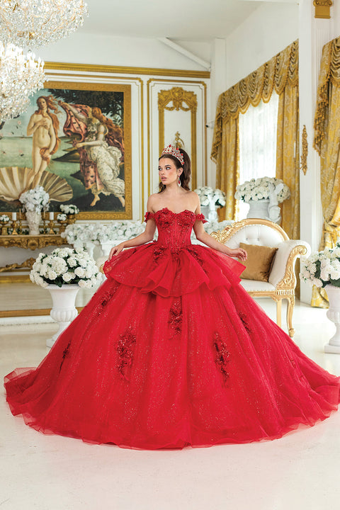 Dancing Queen 5015 - Glitter Beaded Off Shoulder Ballgown