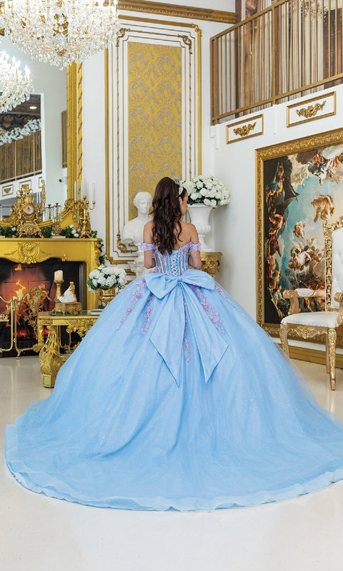 Dancing Queen 5016 Stunning Blue Quinceañera Ball Gown with Elegant Embellishments and Princess Silhouette