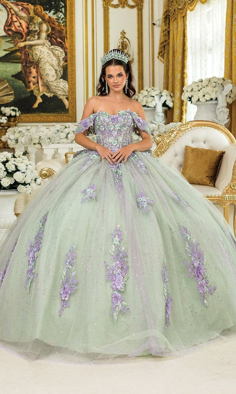 Dancing Queen 5023 Radiant Quinceañera Ball Gown with Luxurious Embellishments and Regal Silhouette
