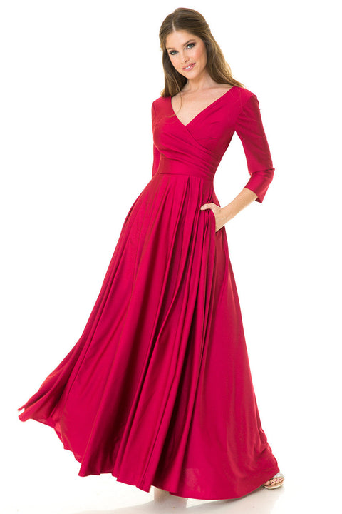 Pleated Formal Long Mother of the Bride Dress Lenovia 5243