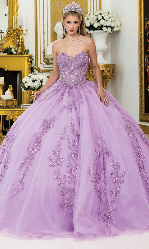 Dancing Queen 5026 - Strapless Corset Glitter Tulle Ballgown
