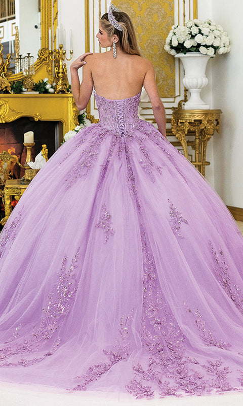 Dancing Queen 5026 - Strapless Corset Glitter Tulle Ballgown