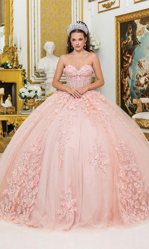 Dancing Queen 5027 Sparkling Quinceañera Ball Gown with Dramatic Skirt and Luxe Embellishments