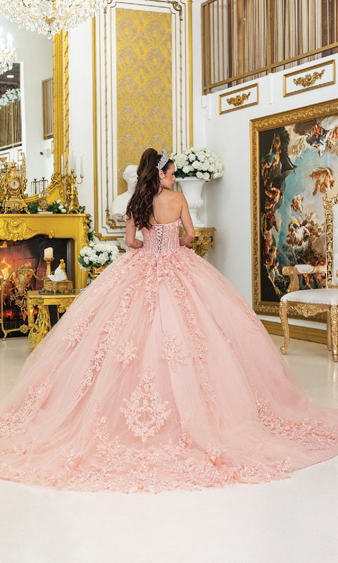 Dancing Queen 5027 Sparkling Quinceañera Ball Gown with Dramatic Skirt and Luxe Embellishments