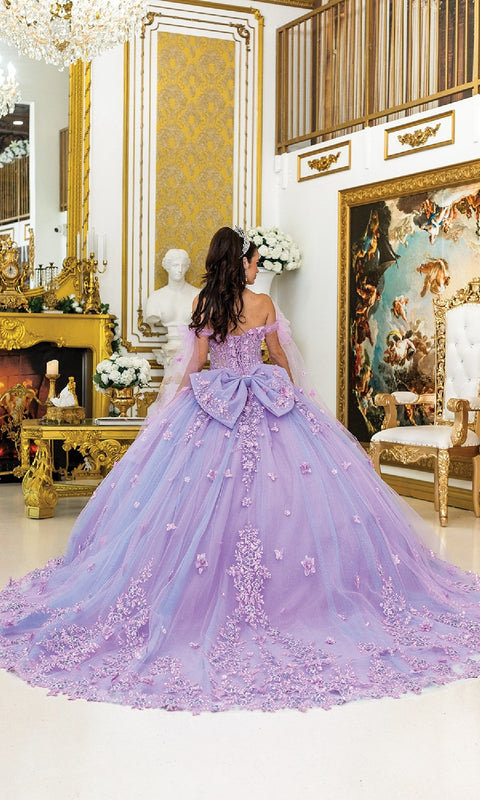 Dancing Queen 5029 Regal Purple Quinceañera Ball Gown with Glitter Tulle and Embellished Bodice