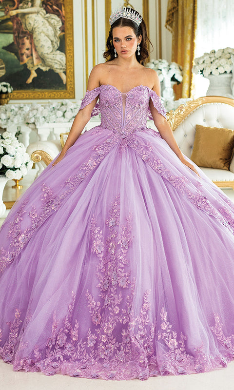Dancing Queen 5031 - Off-Shoulder Floral Layered Ballgown