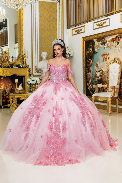 Dancing Queen 5034 - Off-Shoulder Floral Princess Ballgown
