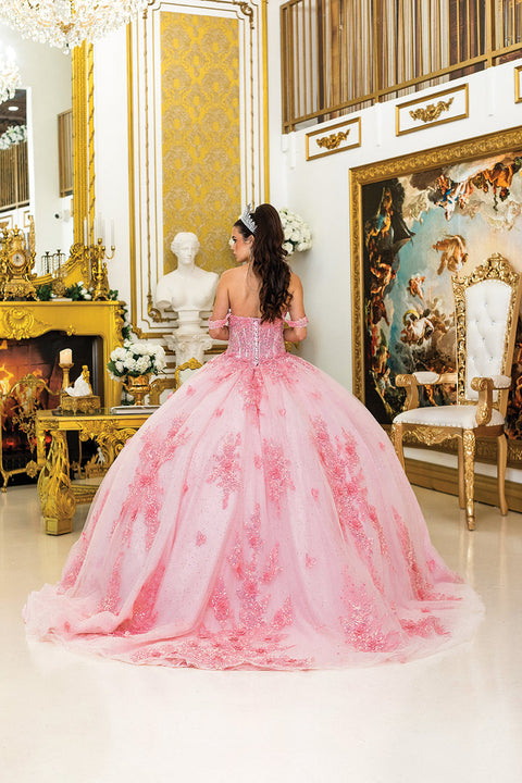 Dancing Queen 5034 - Off-Shoulder Floral Princess Ballgown