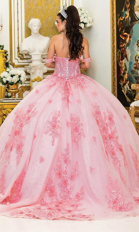 Dancing Queen 5034 - Off-Shoulder Floral Princess Ballgown