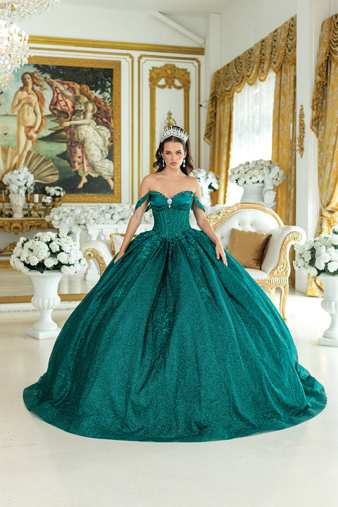 Dancing Queen 5035 - Glittered Off Shoulder Quinceañera Dress