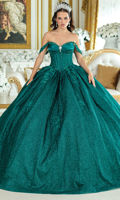 Dancing Queen 5035 - Glittered Off Shoulder Quinceañera Dress