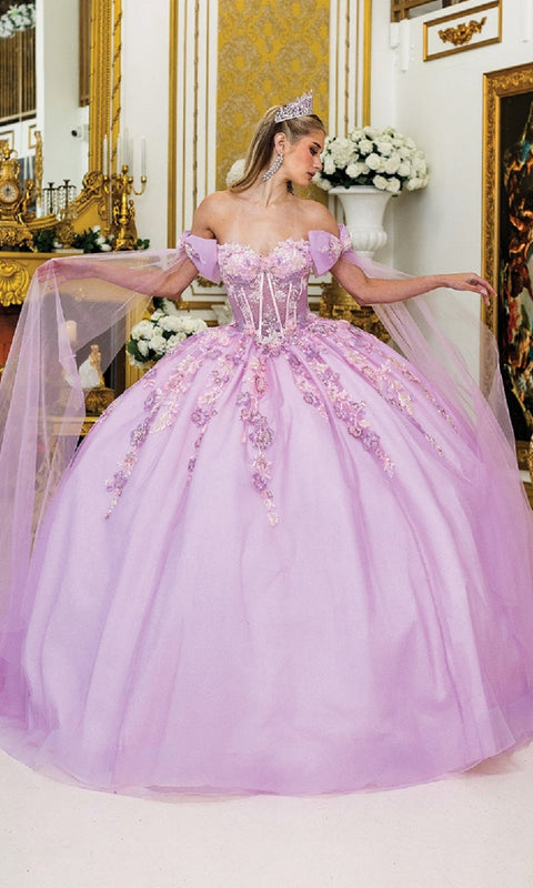 Dancing Queen 5036 Majestic Quinceañera Ball Gown with Intricate Appliqués and Regal Flair