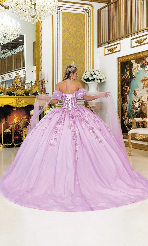 Dancing Queen 5036 Majestic Quinceañera Ball Gown with Intricate Appliqués and Regal Flair