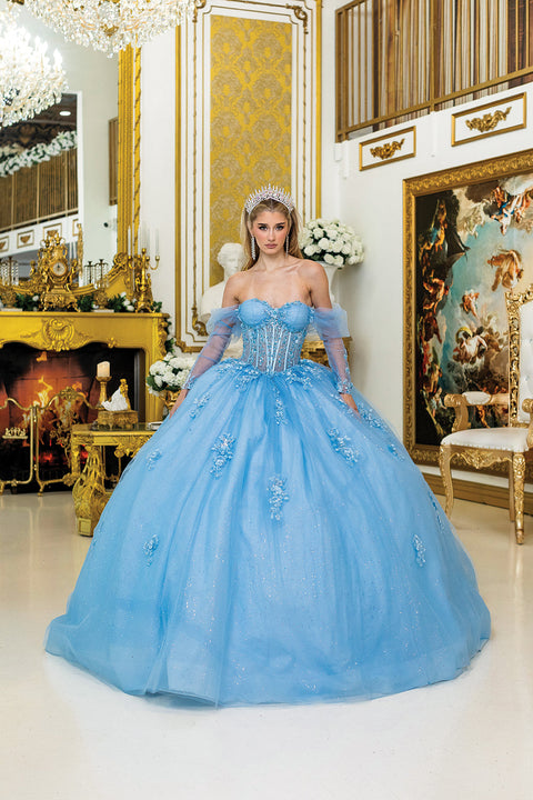 Dancing Queen 5038 - Illusion Corset Glitter Tulle Ballgown