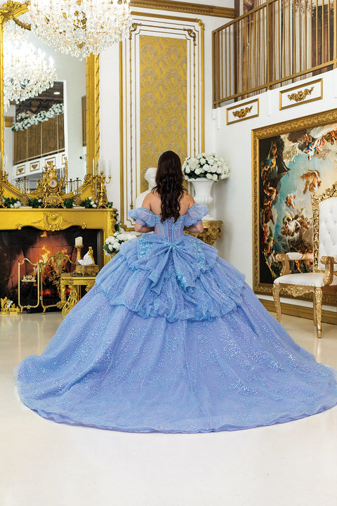 Dancing Queen 5050 - Layered Peplum Glitter Ballgown