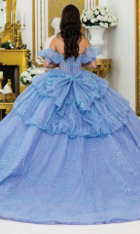 Dancing Queen 5050 - Layered Peplum Glitter Ballgown