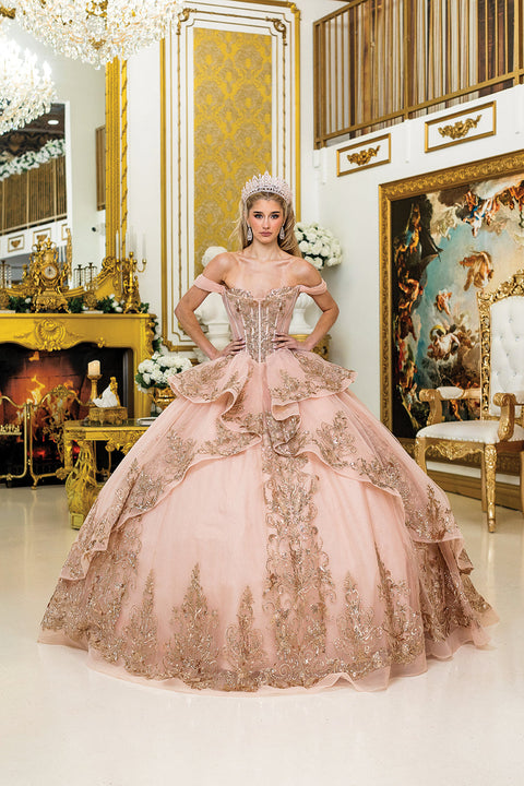 Dancing Queen 5055 - Lace Applique Off Shoulder Ballgown
